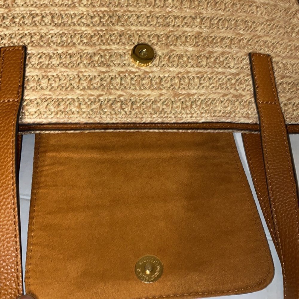 STEVE MADDEN STRAW WOVEN BROWN TOTE - Picture 7 of 15